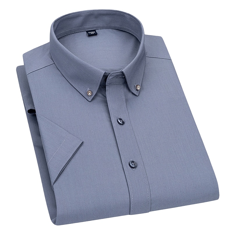 Men's Dress Shirt Button Down Shirt Wrinkle Resistant Collared Shirt Graphic Prints Wedding Work Black White Pink Navy Blue Short Sleeve Square Neck All Seasons Clothing Apparel4