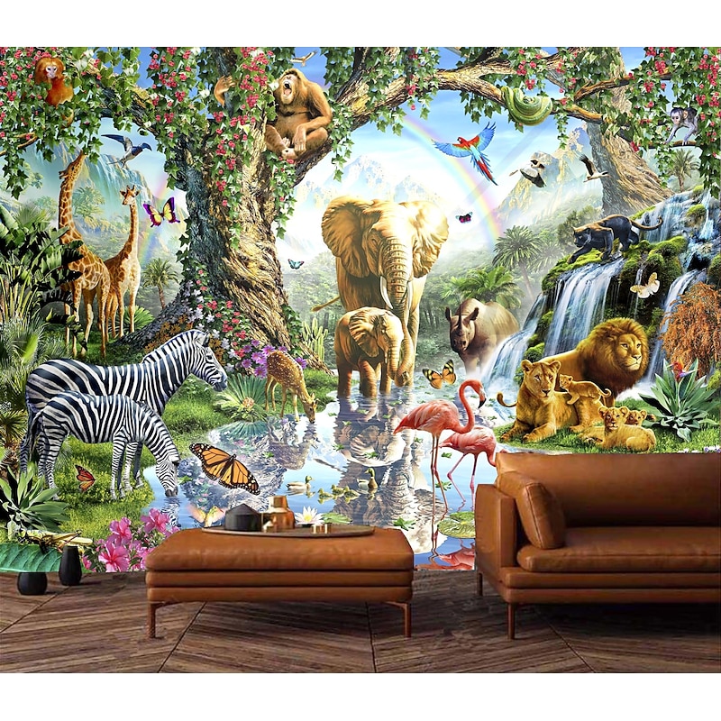 Cool Wallpapers Wall Mural Beautiful Wallpaper Wall Sticker Covering Print Peel and Stick Self Adhesive Children Cartoon Animals Living Room PVC / Vinyl Home Decor3