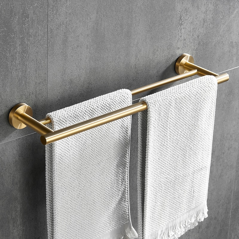 Towel Rack Wall Mounted Stainless Steel Towel Bar 2-tier Towel Rail (Golden/Chrome/Black/Brushed Nickel)3