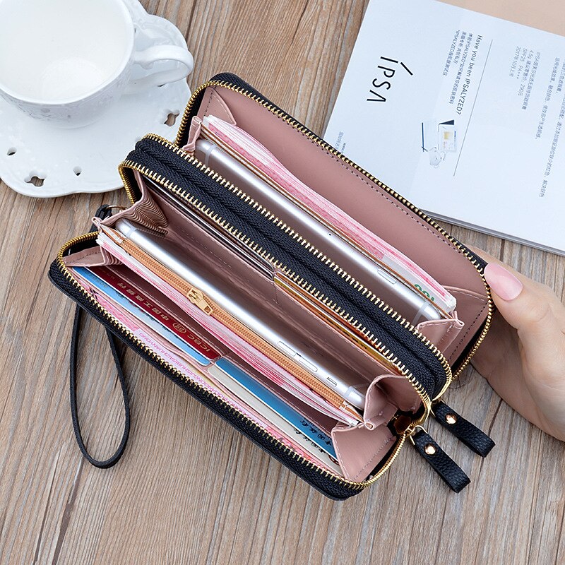 Long Women's Wallet Female Purses Tassel Coin Purse Card Holder Wallets Double Zipper Pu Leather Clutch Luxury Money Phone Bag2