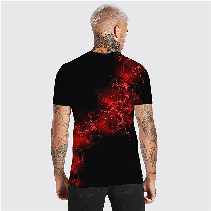 Men's Unisex Graphic Prints Flame Shirt T Shirt Tee Short Sleeve T shirt 3D Print Crew Neck Shirt Designer Casual Big and Tall Daily Holiday Yellow Red Royal Blue Summer Clothing Apparel S M L XL XXL2