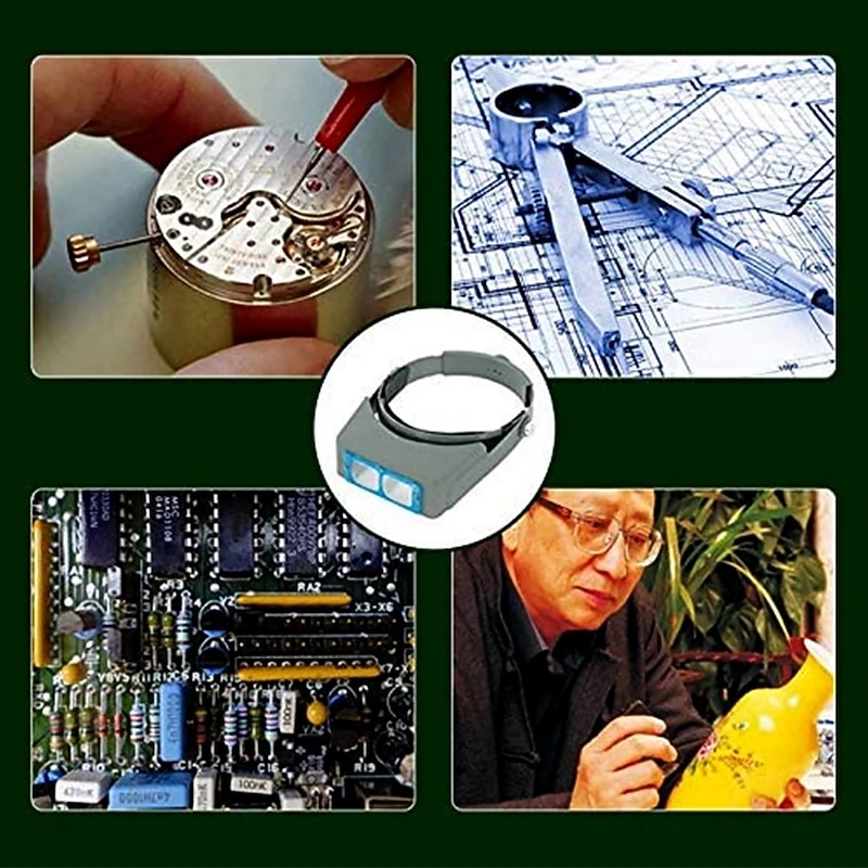 Double Lens Head Mounted Magnifier Eyewear Helmet Loupe Magnifying Glass Reading For Watch Tool Repair Educational Toys Gift3