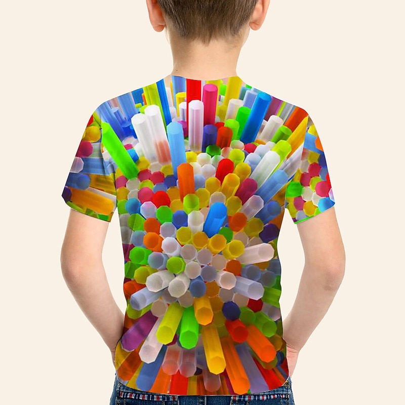 Boys 3D Graphic T shirt Short Sleeve 3D Print Summer Active Polyester Kids 4-12 Years Daily Wear Regular Fit4