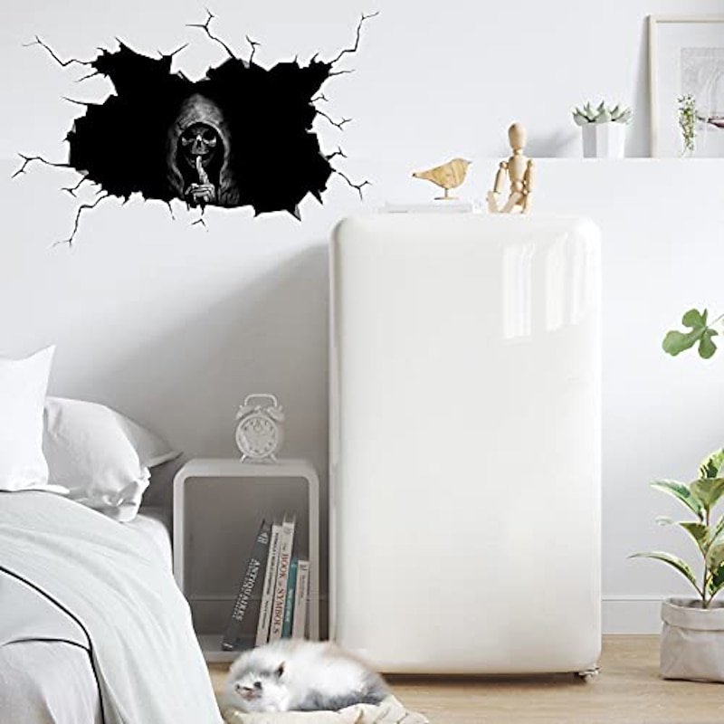 Halloween Sticker Scary Horror Skeleton Head Adhesive Motorcycle Sticker Car Decal Disposable Luggage Adhesive3