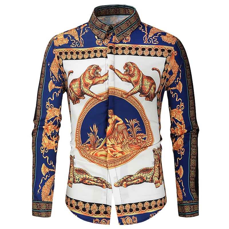 Men's Graphic Shirt Western Shirt Cowboy Shirt Long Sleeve Fashion Designer Classic Daily Turndown Yellow