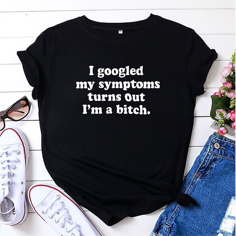 Women's T shirt Funny Saying Tees 100% Cotton Women I Googled My Symptoms Printed Casual Short Sleeve T Shirts Tops (a-dark green, l)3