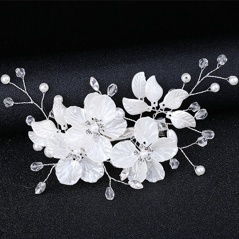 Hair Combs Flowers Headdress Alloy Wedding Special Occasion Cute Romantic With Imitation Pearl Flower Headpiece Headwear3