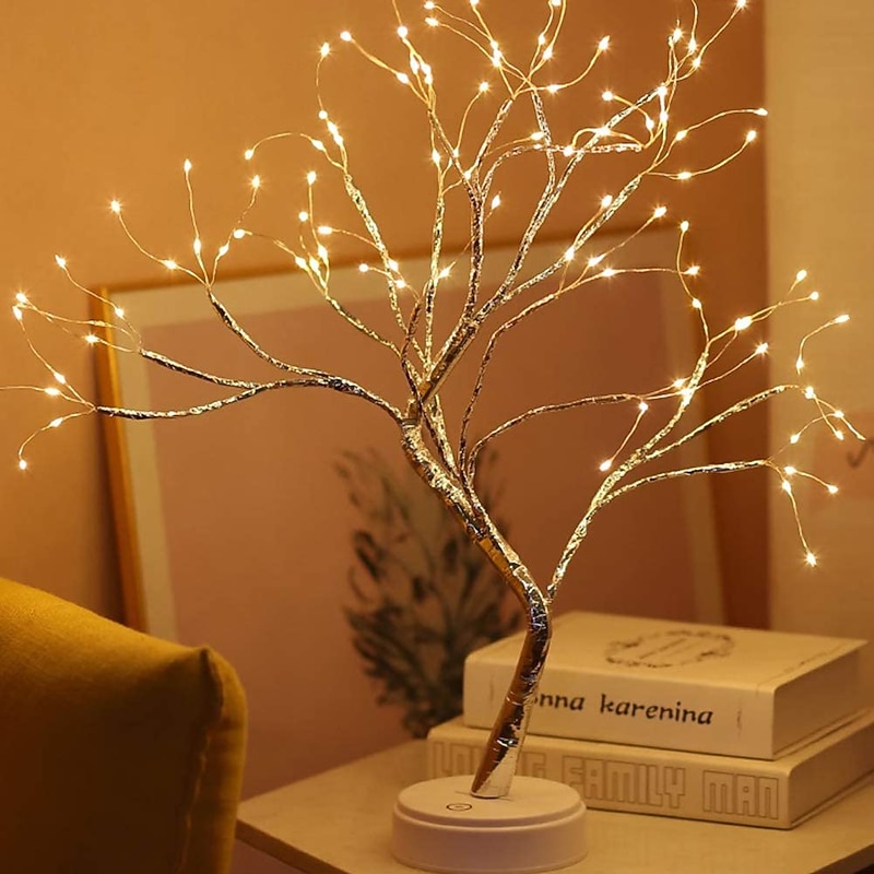 LED Night Light Tabletop Bonsai Tree Light with 108 LED Copper Wire String Lights Touch Switch DIY Artificial Tree Lamp USB or Battery Powered for Bedroom Desktop Christmas Party Indoor Decoration Lights4