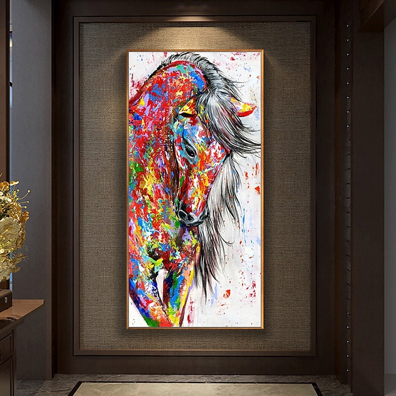 Oil Painting Handmade Hand Painted Wall Art Mintura Modern Abstract Horse Animal Home Decoration Decor Rolled Canvas No Frame Unstretched3