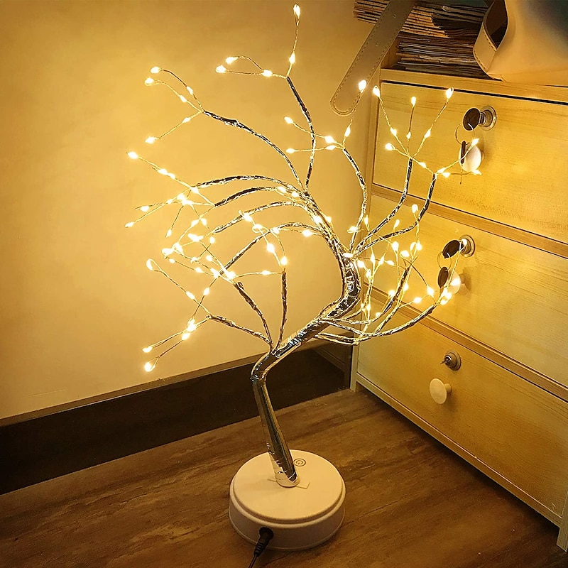 LED Night Light Tabletop Bonsai Tree Light with 108 LED Copper Wire String Lights Touch Switch DIY Artificial Tree Lamp USB or Battery Powered for Bedroom Desktop Christmas Party Indoor Decoration Lights2