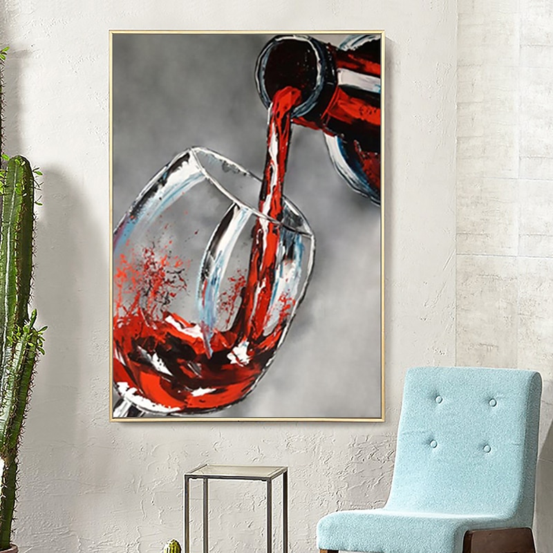 Oil Painting Handmade Hand Painted Wall Art Mintura Modern Abstract Wine Bottle for Home Decoration Decor Rolled Canvas No Frame Unstretched