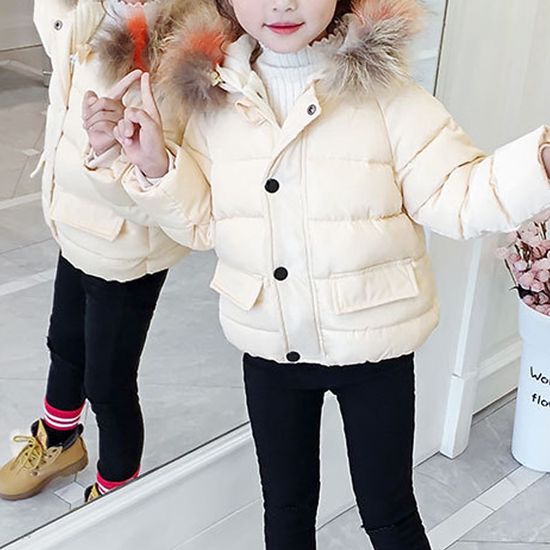 Unisex Boys' Girls' 3D Plain Coat Down Coat Long Sleeve Fall Winter Active Fashion Basic Kids 2-6 Years School Vacation Street Regular Fit
