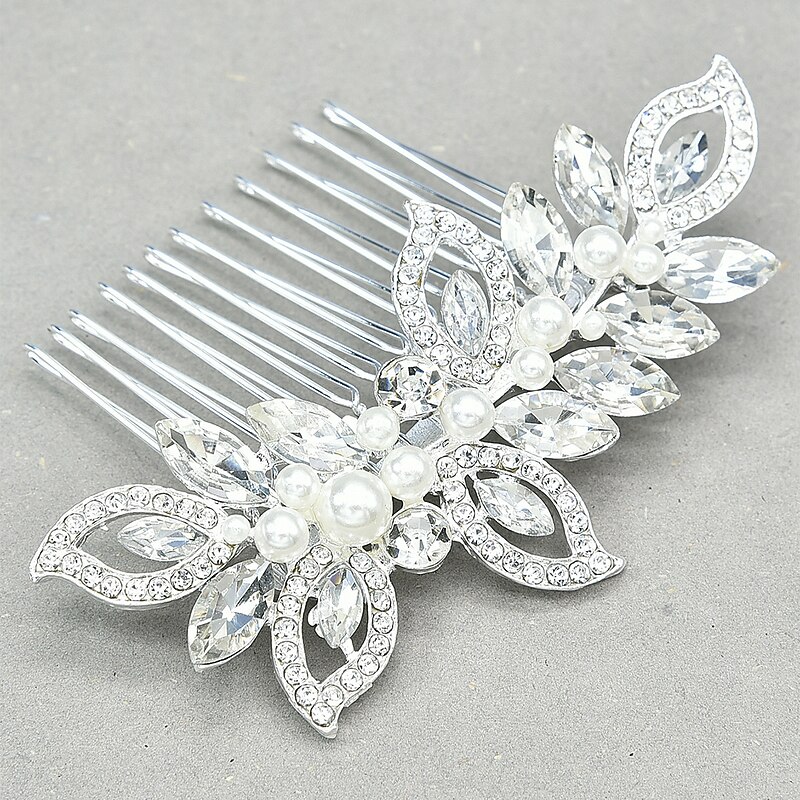 Hair Combs Flowers Headdress Alloy Wedding Special Occasion Cute Romantic With Imitation Pearl Crystals / Rhinestones Headpiece Headwear4