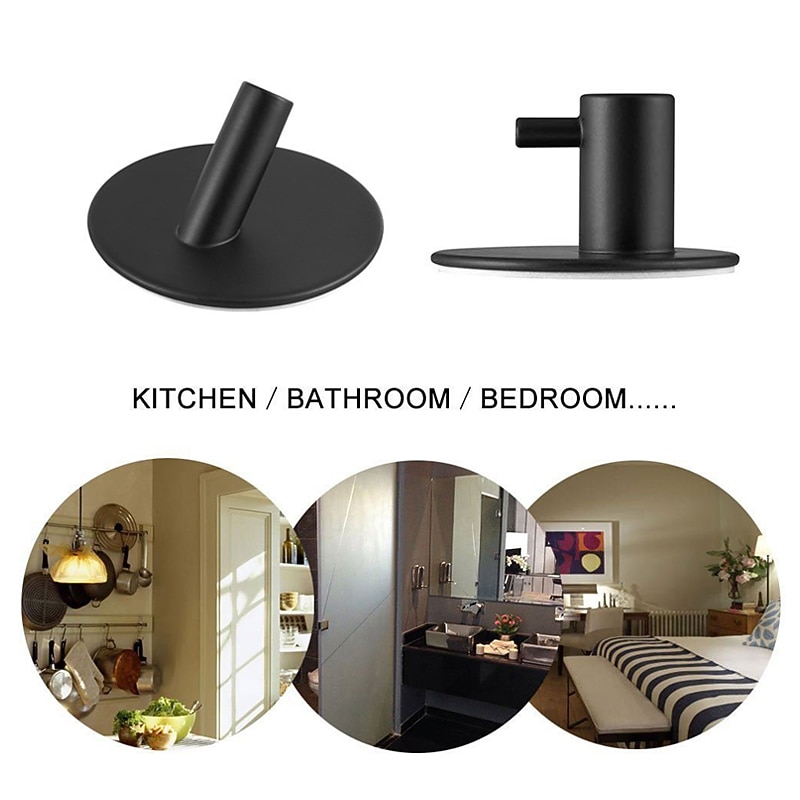 Wall Hooks 4 Pieces Self-adhesive Durable 304 Stainless Steel Wall Hangers Waterproof Rustproof for Kitchen Bathrooms 3M4