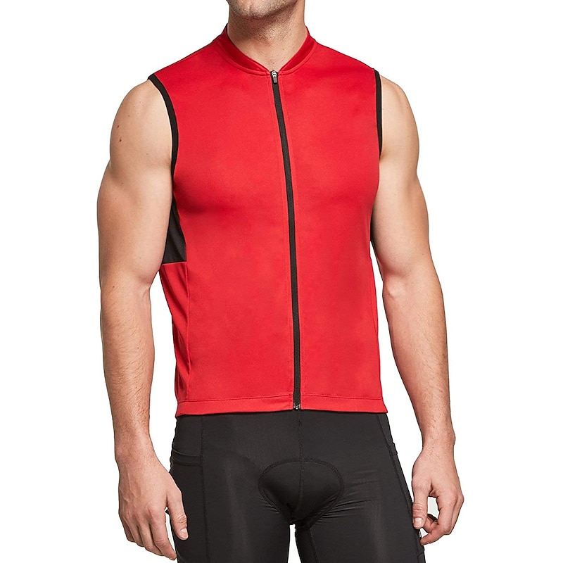 Men's Cycling Vest Cycling Jersey Solid Color Sleeveless Bike Vest / Gilet Jersey Top with 3 Rear Pockets Mountain Bike MTB Road Bike Cycling Quick Dry Reflective Strips Back Pocket Moisture Wicking2