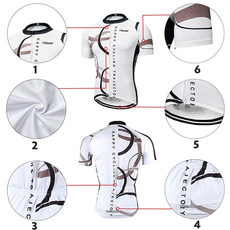 Men's Cycling Jersey Circle Patterned Funny Short Sleeve Bike Jersey Top with 3 Rear Pockets Mountain Bike MTB Road Bike Cycling Quick Dry Ultraviolet Resistant Front Zipper Back Pocket Sports White4