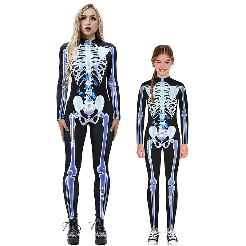 Cosplay Costume Outfits Bodysuit Skeleton Skull Men's Women's Kid's Knee Socks Athletic Socks Dress Socks Printing Polyster Costume for Carnival New Year Teenager Adults'2