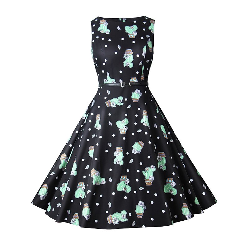 1950s Flare Dress Sleeveless Swing Dress With Belt Retro Vintage Dress Party Costume Women's Costume  Cosplay Party Cocktail Knee Length Spring Summer4