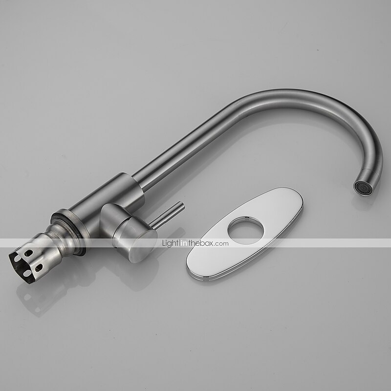 Stainless Steel Deck Mounted Kitchen Faucet, Nickel Brushed Multi-function Rotatable Kitchen Faucet with Hot and Cold Switch3