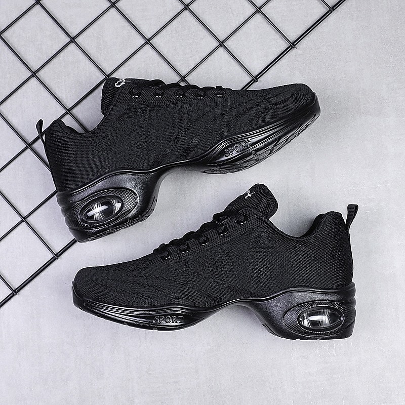 Women's Dance Sneakers Hip Hop Training Performance Practice Sneaker Thick Heel Round Toe Lace-up Adults' Black Peach Pink / White4