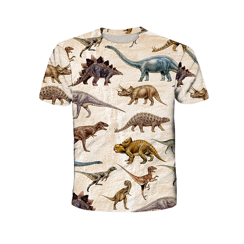 Boys 3D Animal T shirt Short Sleeve 3D Print Summer Active Polyester Kids 4-12 Years School Regular Fit3