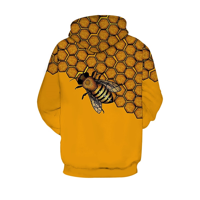 Men's Bee Graphic Prints Hoodie Hoodies Sweatshirt 3D Print Casual Long Sleeve Hooded Daily Sports Yellow Print Designer2