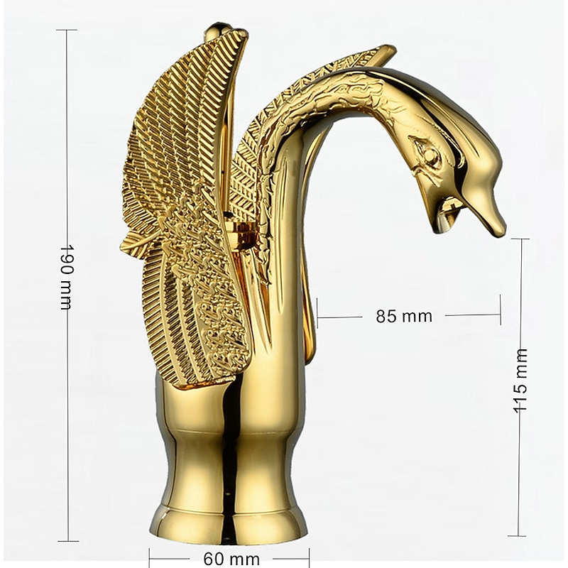 Vintage Bathroom Sink Mixer Faucet Brass Swan Shap, Monobloc Washroom Basin Taps Single Handle One Hole Deck Mounted, Mono Water Vessel Tap Hot and Cold Hose Antique4