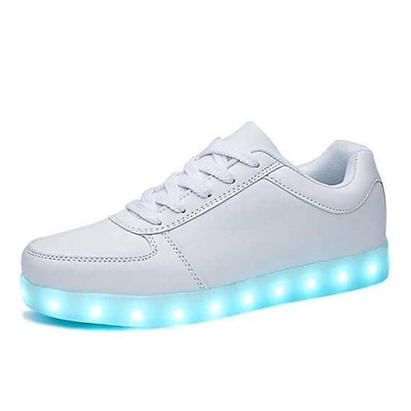 White Men's LED Light-Up Sneakers with Lace-Up Closure for Trendy and Nighttime Wear2