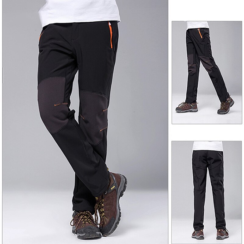 Men's Hiking Pants Trousers Fleece Lined Pants Softshell Pants Winter Outdoor Thermal Warm Windproof Multi Pockets Sweat wicking Bottoms Elastic Waist Zipper Pocket Black Army Green Hunting Ski3
