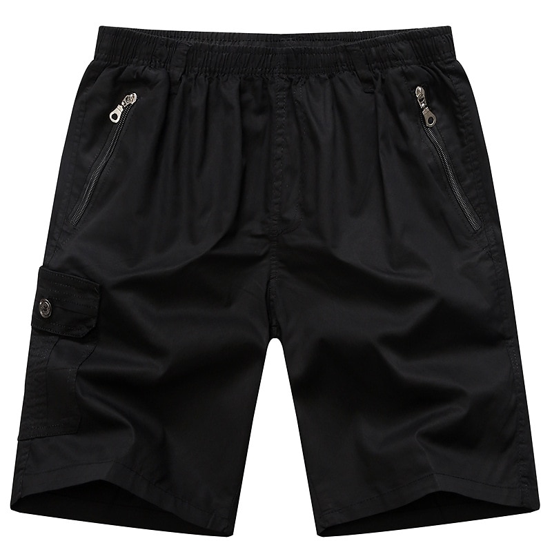 Men's Cargo Shorts Bermuda shorts Work Shorts Elastic Waist Zipper Pocket Plain Comfort Short Casual Daily Going out Stylish Classic Style ArmyGreen Black4