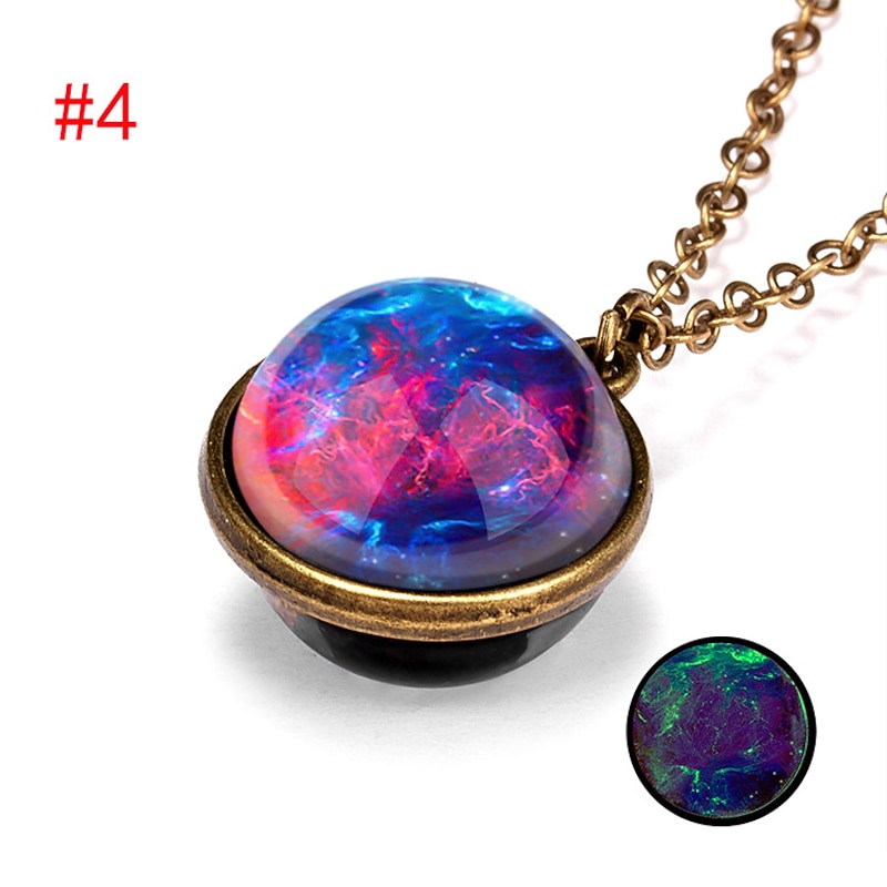 farjing planet necklace, glow in the dark galaxy system double sided glass dome planet necklace pendant jewelry gift2