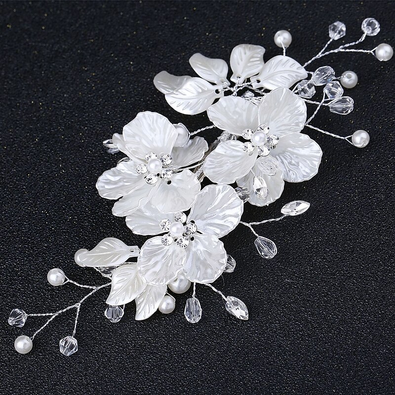 Hair Combs Flowers Headdress Alloy Wedding Special Occasion Cute Romantic With Imitation Pearl Flower Headpiece Headwear4