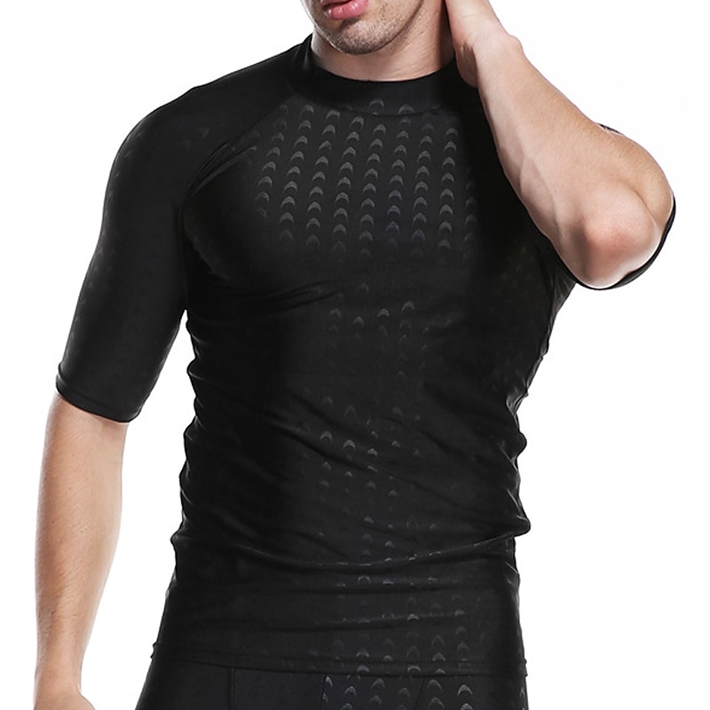 Men's Rash guard and Swim Shorts Set UPF50+ Quick Dry Short Sleeve Swimwear 2 Piece Bathing Suit Swimming Surfing Athletic Solid Color Summer3