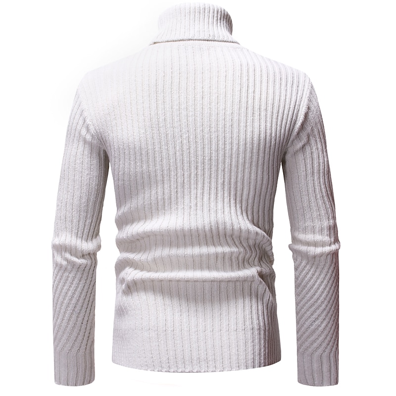 Men's Turtleneck Sweater Pullover Sweater Jumper Knit Knitted Solid Color Turtleneck Stylish Casual Daily Clothing Apparel Fall Winter Black Light Grey S M L4