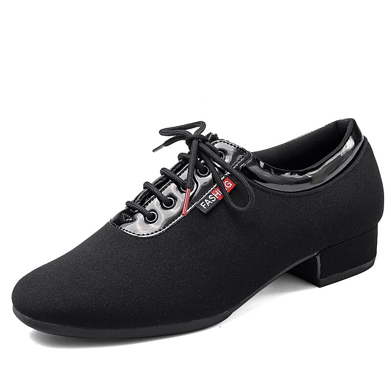 Men's Black Oxford Dance Shoes – Breathable Canvas Lace-Up Ballroom & Latin Performance Footwear