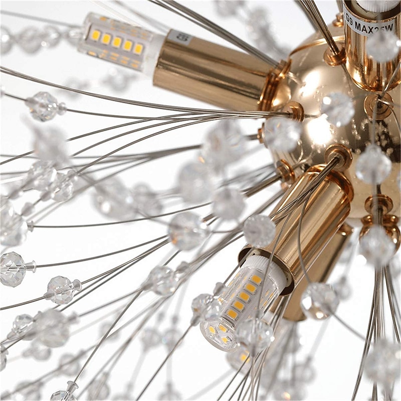 8/9/12 Heads LED Pendant Light Nordic Dandelion Chandelier Fireworks Crystal Lamp Artistic Living Room Dining Room Bedroom Lamp Romantic Clothing Store Bar Lamp 15-22inch2