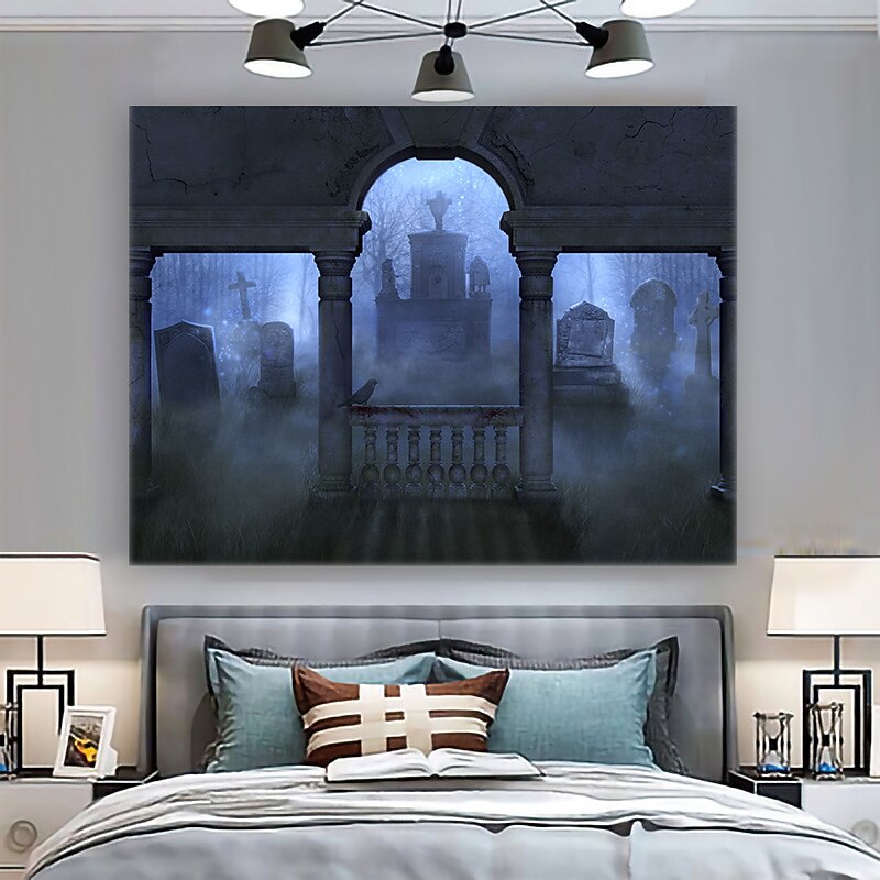 Tapestry Spooky Skull Scary Pattern Wall Hanging Tapestry Wall Carpet Wall Art Wall Decoration Tapestry Wall Decoration Graveyard3