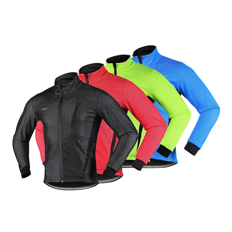 Arsuxeo Men's Cycling Jacket Winter Thermal Warm Windproof Breathable Waterproof Zipper Bike Windbreaker Winter Jacket Mountain Bike MTB Road Bike Cycling City Bike Cycling Black / Orange Black Light4