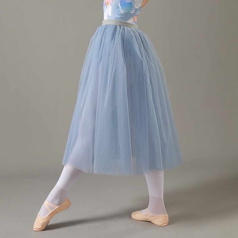 Breathable Ballet Skirts Ballroom Solid Tulle Women's Training Performance High Polyester Chiffon4