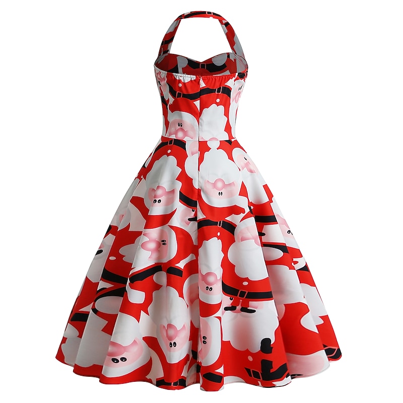 1950s Cocktail Dress Vintage Dress Knee Length Dress Christmas Dress Tea Dress Christmas Fancy Dress Women's Christmas Carnival Masquerade Christmas Festival Adults Dress Homecoming Dresses Spring2