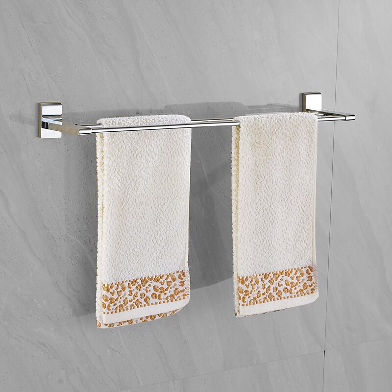 Bathroom Double-layer Space Aluminum Towel Rack Wall Mounted Perforated Installation Towel Rack2