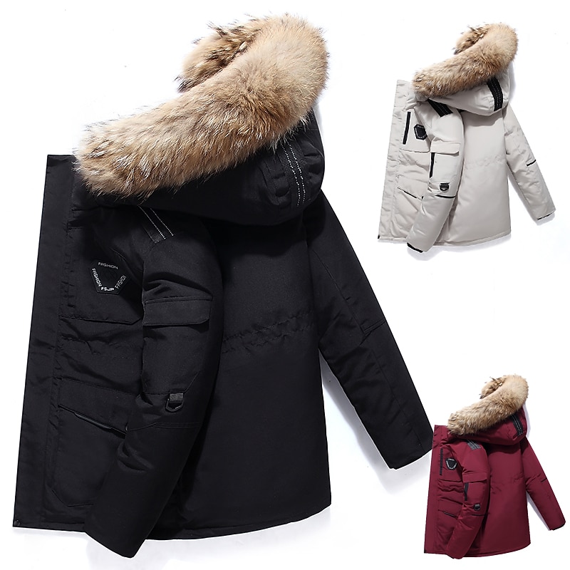 Men's Hoodie Jacket Puffer Jacket Hiking Down Jacket Ski Jacket Quilted Jacket Duckdown Winter Outdoor Thermal Warm Waterproof Windproof Lightweight Outerwear Windbreaker Trench Coat Full Length