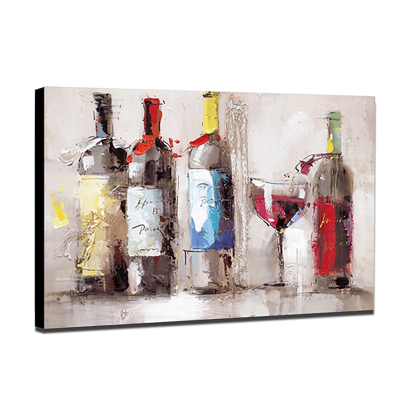 Oil Painting Handmade Hand Painted Wall Art Mintura Modern Abstract wine Bottle For Home Decoration Decor Rolled Canvas No Frame Unstretched 10