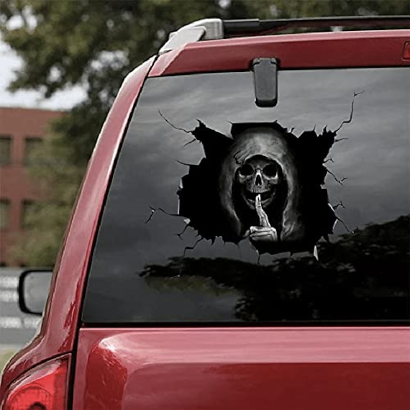 Halloween Sticker Scary Horror Skeleton Head Adhesive Motorcycle Sticker Car Decal Disposable Luggage Adhesive