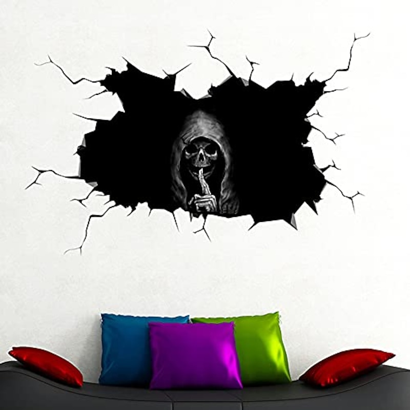 Halloween Sticker Scary Horror Skeleton Head Adhesive Motorcycle Sticker Car Decal Disposable Luggage Adhesive2