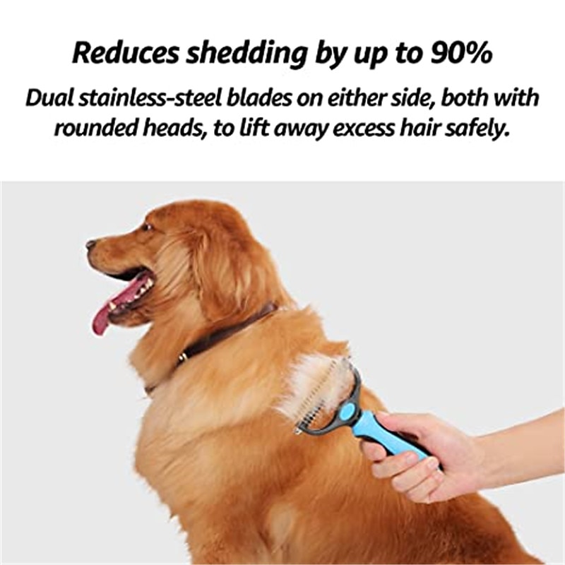 Dog Grooming Brush and Deshedding Tool for Detangling Loose Haired and Undercoat, Helps Reduce Tangles, Shedding, and Mats in Long Fur, Gentle and Stress Free3