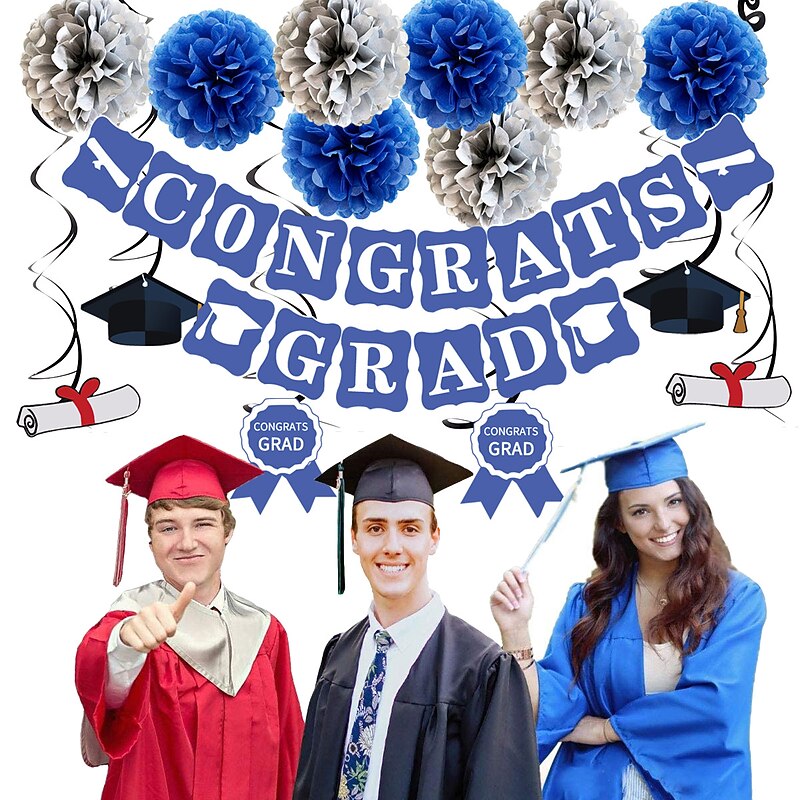 New Graduation Season Balloon Set Graduation Party Background Arrangement Pull Flag Paper Flower Ball Decorative Balloons