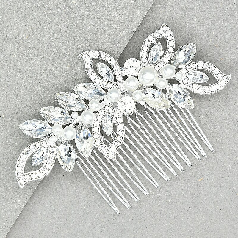 Hair Combs Flowers Headdress Alloy Wedding Special Occasion Cute Romantic With Imitation Pearl Crystals / Rhinestones Headpiece Headwear2