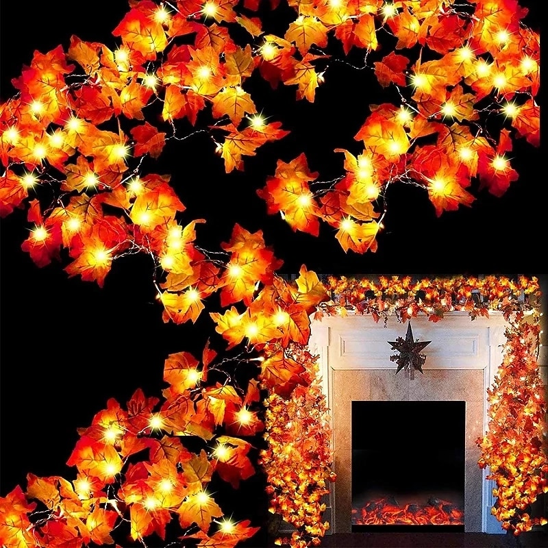 LED String Light Maple Leaf Fall LED Fairy String Lights 3M-20LEDs 1.5M-10LEDs Battery or USB Operation Garland Light Christmas/Halloween Party Home Garden Holiday Patio Decoration