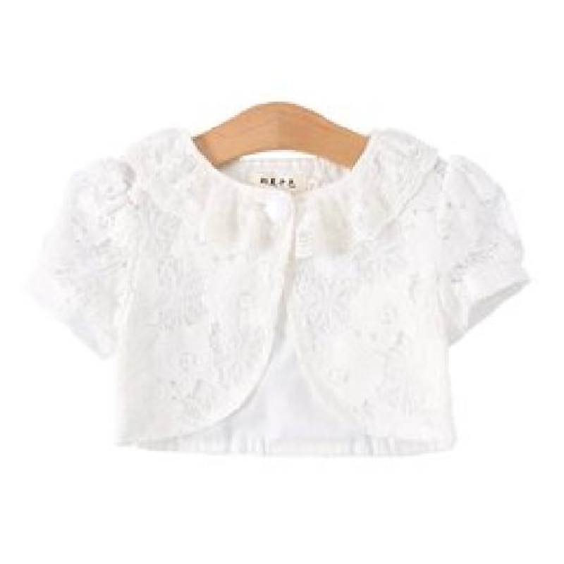 Girls Jacket Coat Short Sleeve Lace Flower Short Jacket Wedding Party Baby Girl Clothes Outerwear